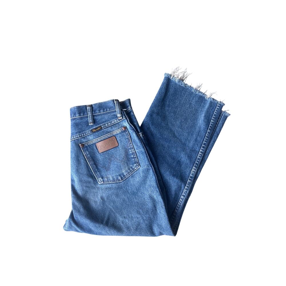 Vintage Wrangler 13MWZMR High Waist Jeans Raw Hem Made in USA Cowboy Cut - Picture 4 of 4